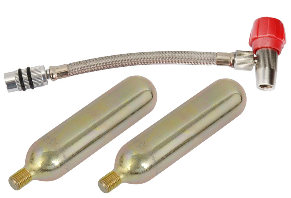 Radon Pompe à CO₂ Avec Raccord Aeroquip Flex +2 Cartouches 25 G 1 Radon Pompe à CO₂ Avec Raccord Aeroquip Flex +2 Cartouches 25 G