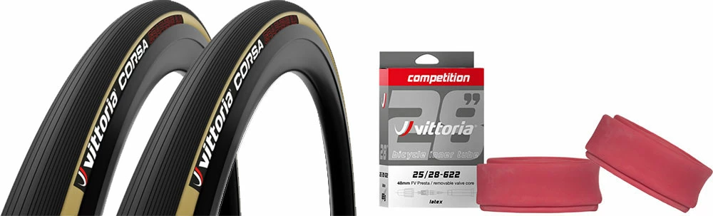 Vittoria Corsa G2.0 23-622 Set De 2 + Competition Latex 19/23 1 Vittoria Corsa G2.0 23-622 Set De 2 + Competition Latex 19/23