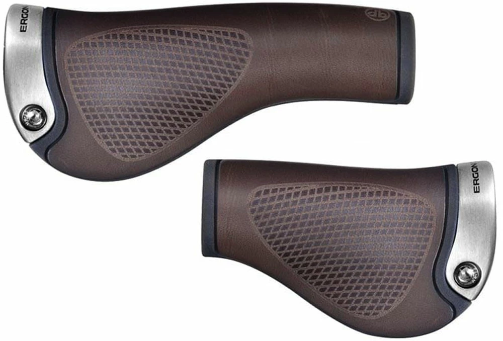 ERGON Poignées GP1 BioLeder Nexus/Rohloff (pinces Argentées) 1 ERGON Poignées GP1 BioLeder Nexus/Rohloff (pinces Argentées)